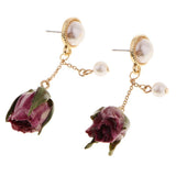 Maxbell 4Pcs Resin Flower Charms Pendants Dangle Drop Earrings Ear Studs Women