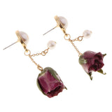 Maxbell 4Pcs Resin Flower Charms Pendants Dangle Drop Earrings Ear Studs Women