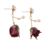 Maxbell 4Pcs Resin Flower Charms Pendants Dangle Drop Earrings Ear Studs Women