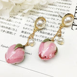 Maxbell 4Pcs Resin Flower Charms Pendants Dangle Drop Earrings Ear Studs Women