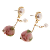Maxbell 4Pcs Resin Flower Charms Pendants Dangle Drop Earrings Ear Studs Women