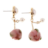 Maxbell 4Pcs Resin Flower Charms Pendants Dangle Drop Earrings Ear Studs Women