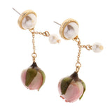 Maxbell 4Pcs Resin Flower Charms Pendants Dangle Drop Earrings Ear Studs Women