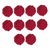 10pcs Wicker Rattan Ball Table Wedding Vase Fillers Hanging Ornament Red