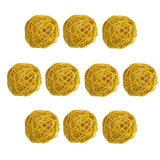 10 Pieces Rattan Wicker Ball Photo Props Wedding Home DIY Trinkets Yellow