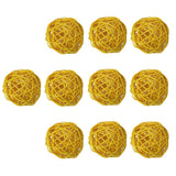 10 Pieces Rattan Wicker Ball Photo Props Wedding Home DIY Trinkets Yellow