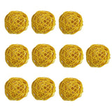 10 Pieces Rattan Wicker Ball Photo Props Wedding Home DIY Trinkets Yellow