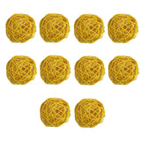10 Pieces Rattan Wicker Ball Photo Props Wedding Home DIY Trinkets Yellow