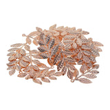 Maxbell 60Pcs/lot Large Filigree Leaf Branches Jewelry Making Findings Rose Gold