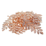 Maxbell 60Pcs/lot Large Filigree Leaf Branches Jewelry Making Findings Rose Gold