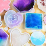 Maxbell 12Piece Resin Silicone Mold Square Round Mould for Resin Jewelry Making Tool