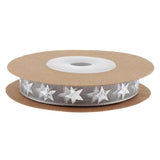 Maxbell 10 Yards Christmas Star Gold Stamping Ribbon Gift Wrapping Xmas Decor Gray