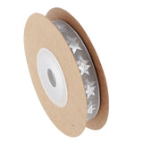 Maxbell 10 Yards Christmas Star Gold Stamping Ribbon Gift Wrapping Xmas Decor Gray