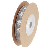 Maxbell 10 Yards Christmas Star Gold Stamping Ribbon Gift Wrapping Xmas Decor Gray