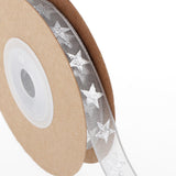 Maxbell 10 Yards Christmas Star Gold Stamping Ribbon Gift Wrapping Xmas Decor Gray