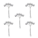Maxbell 50pcs Berry Artificial Flower Berries Holiday Home Xmas Decor Garland Silver