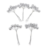 Maxbell 50pcs Berry Artificial Flower Berries Holiday Home Xmas Decor Garland Silver