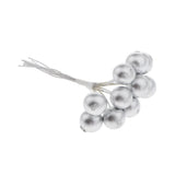 Maxbell 50pcs Berry Artificial Flower Berries Holiday Home Xmas Decor Garland Silver