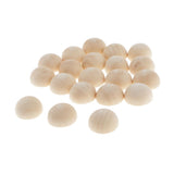 Maxbell 2x20Pcs Half Ball Natural Unfinished Wood For Jewelry Making DIY Crafts 30MM