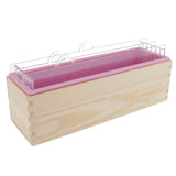 3Pieces Rectangle Divided Silicone Soap Loaf Mold with Wooden Box DIY 1.2KG
