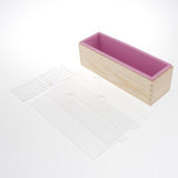 3Pieces Rectangle Divided Silicone Soap Loaf Mold with Wooden Box DIY 1.2KG