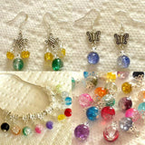 Maxbell 200 Pieces Glass Bead Charms Floral Gems Pendants For Jewelry Making DIY