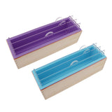 3Pieces Rectangle Divided Silicone Soap Loaf Mold with Wooden Box DIY 1.2KG
