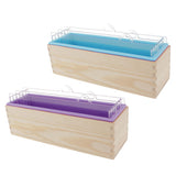 3Pieces Rectangle Divided Silicone Soap Loaf Mold with Wooden Box DIY 1.2KG