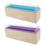 3Pieces Rectangle Divided Silicone Soap Loaf Mold with Wooden Box DIY 1.2KG