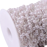 Maxbell 10M/Roll 4mm Handmade Pearl Beading Chain for Craft DIY Wedding Decor Silver
