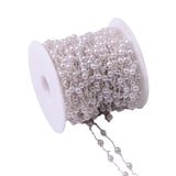 Maxbell 10M/Roll 4mm Handmade Pearl Beading Chain for Craft DIY Wedding Decor Silver