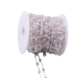 Maxbell 10M/Roll 4mm Handmade Pearl Beading Chain for Craft DIY Wedding Decor Silver