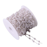Maxbell 10M/Roll 4mm Handmade Pearl Beading Chain for Craft DIY Wedding Decor Silver