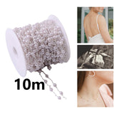 Maxbell 10M/Roll 4mm Handmade Pearl Beading Chain for Craft DIY Wedding Decor Silver