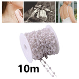 Maxbell 10M/Roll 4mm Handmade Pearl Beading Chain for Craft DIY Wedding Decor Silver