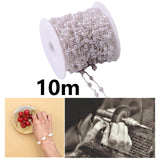 Maxbell 10M/Roll 4mm Handmade Pearl Beading Chain for Craft DIY Wedding Decor Silver