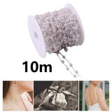 Maxbell 10M/Roll 4mm Handmade Pearl Beading Chain for Craft DIY Wedding Decor Silver