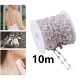 Maxbell 10M/Roll 4mm Handmade Pearl Beading Chain for Craft DIY Wedding Decor Silver