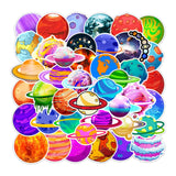 Maxbell 50x Outer Space Planets Stickers for Bottles Refrigerator Smartphone - Aladdin Shoppers