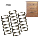 20x File Label Holder Metal Frame Drawer Tag for Cupboard Drawer Box Bronze