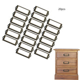 20x File Label Holder Metal Frame Drawer Tag for Cupboard Drawer Box Bronze