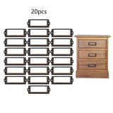 20x File Label Holder Metal Frame Drawer Tag for Cupboard Drawer Box Red Bronze