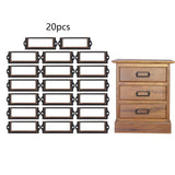 20x File Label Holder Metal Frame Drawer Tag for Cupboard Drawer Box Red Bronze