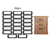 20x File Label Holder Metal Frame Drawer Tag for Cupboard Drawer Box Black