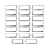 20x File Label Holder Metal Frame Drawer Tag for Cupboard Drawer Box Argent