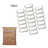 20x File Label Holder Metal Frame Drawer Tag for Cupboard Drawer Box Argent