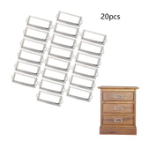 20x File Label Holder Metal Frame Drawer Tag for Cupboard Drawer Box Argent