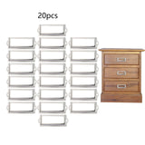 20x File Label Holder Metal Frame Drawer Tag for Cupboard Drawer Box Argent