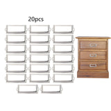 20x File Label Holder Metal Frame Drawer Tag for Cupboard Drawer Box Argent