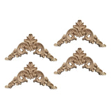 4x Wood Carved Appliques Corners Onlays Figurine for Headboard Wall Door 8cmx8cmx0.8cm